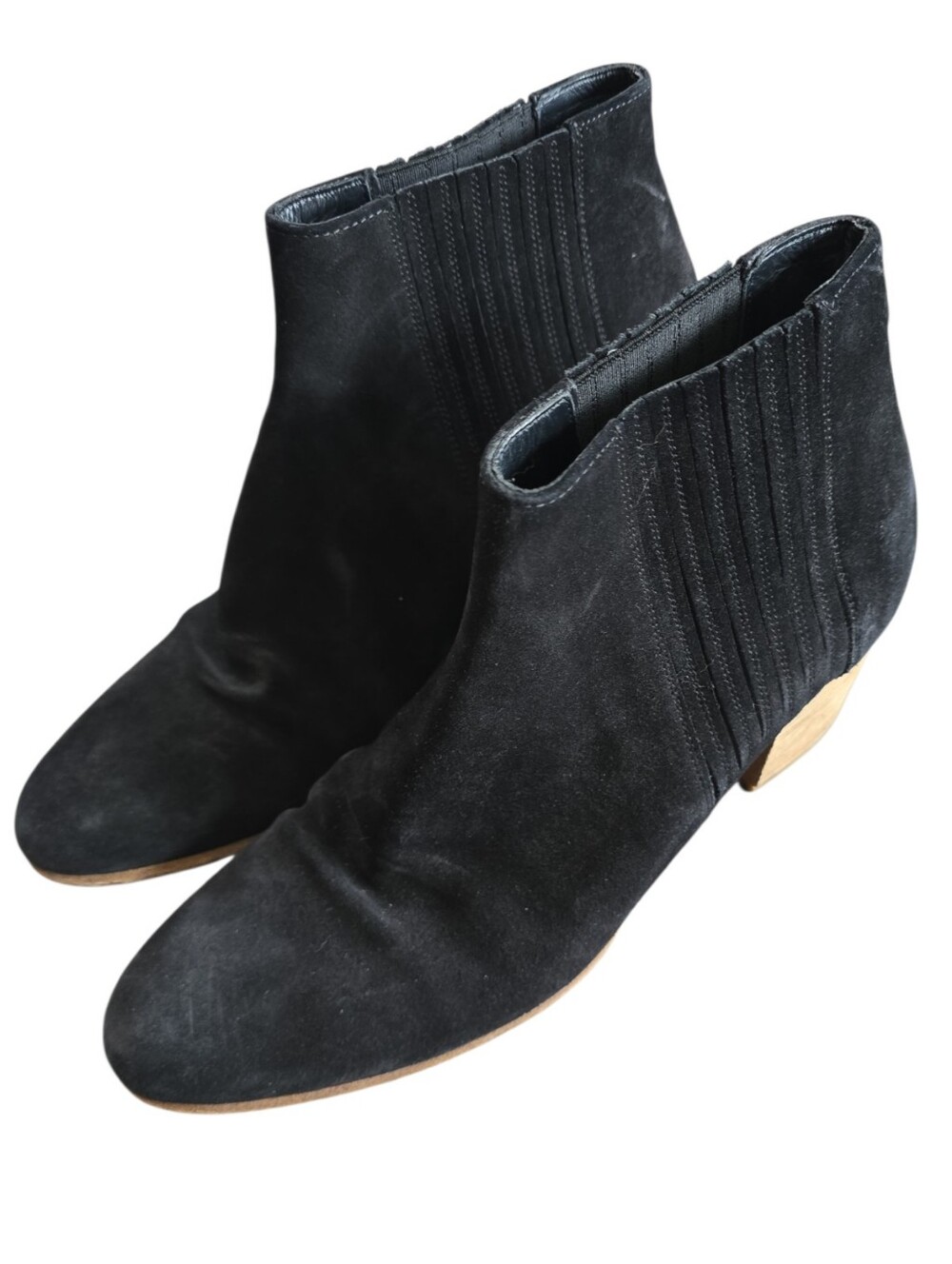 Vince‎ Black Suede Ankle Booties Made in Italy Vero Cuoio Leather Sole Size 10